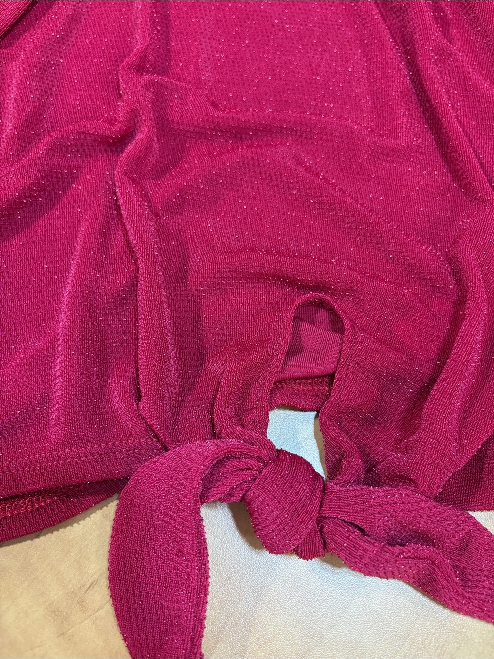 NWT Laura Tie-Front Sparkle Top - Picture 2 of 4